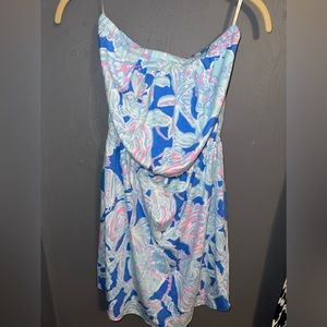 Lilly Pulitzer Windsor Strapless Dress Into the Bay Blue Size Small